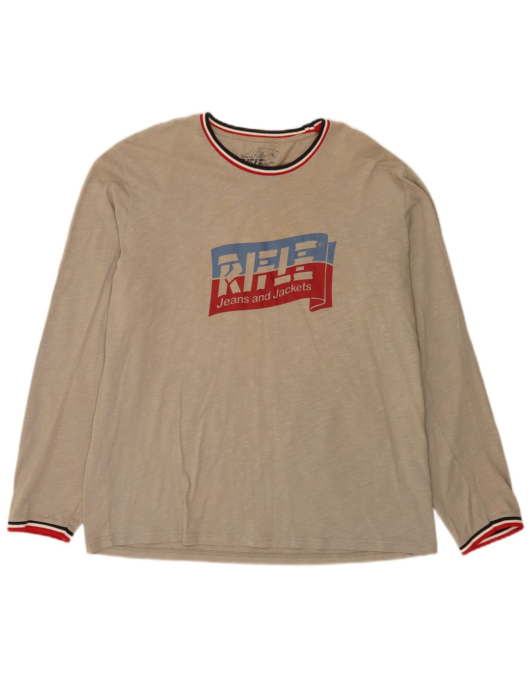 Rifle Top grafico da uomo a maniche lunghe a righe grigie larghe
