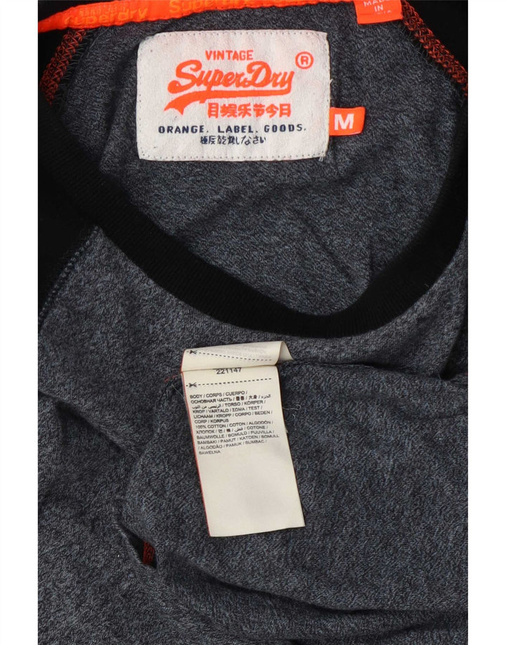 Top da uomo Superdry a maniche lunghe in cotone screziato blu navy medio