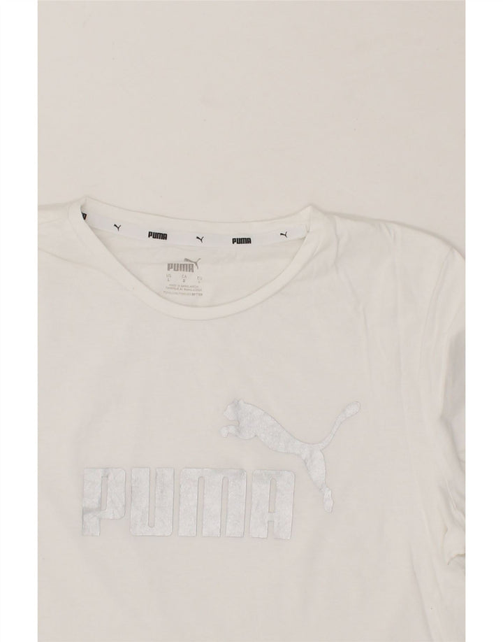 PUMA Womens Graphic T-Shirt Top UK 14 Large White Vintage Puma and Second-Hand Puma from Messina Hembry 