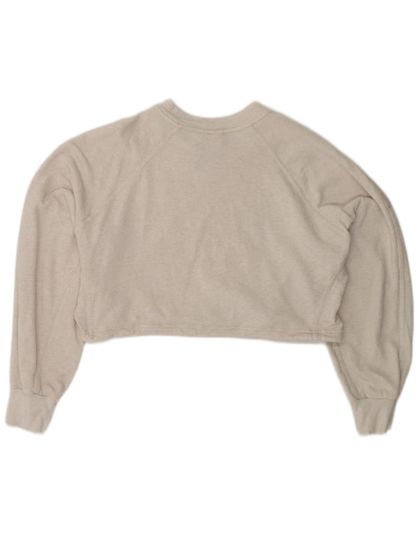 Felpa corta oversize da donna ADIDAS UK 8/10 piccolo cotone grigio