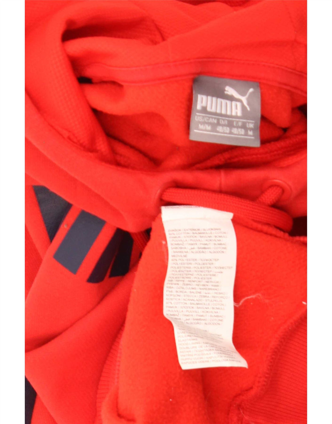 Felpa con cappuccio grafica da uomo Puma in cotone color block rosso medio