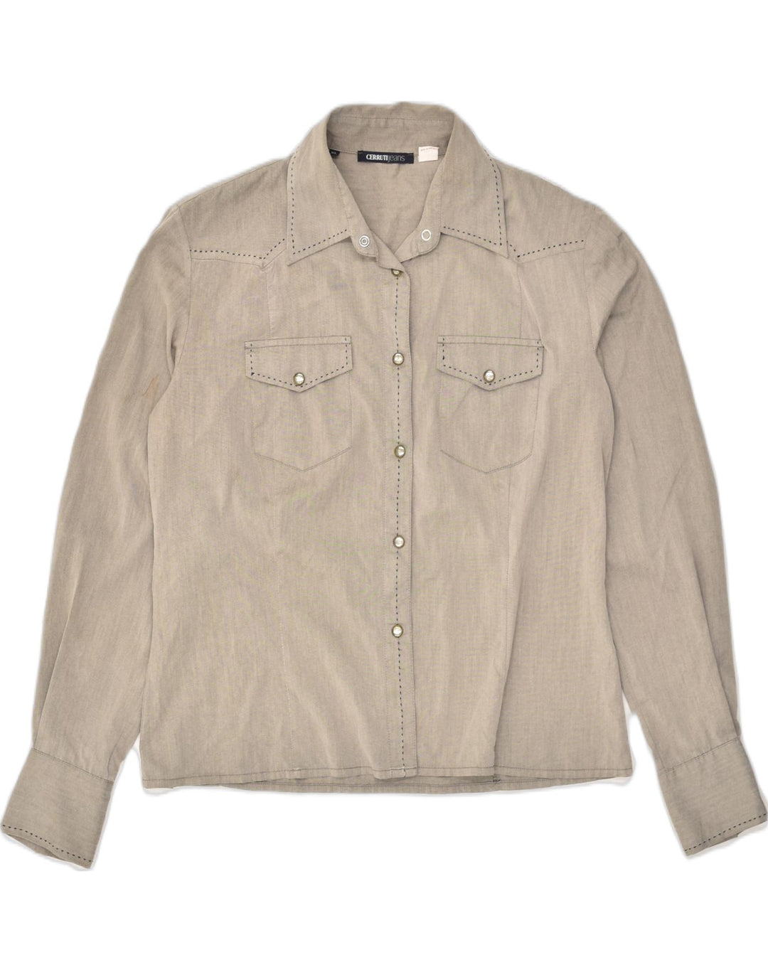CERRUTI Womens Shirt UK 18 XL Grey Cotton | Vintage Cerruti | Thrift | Second-Hand Cerruti | Used Clothing | Messina Hembry 