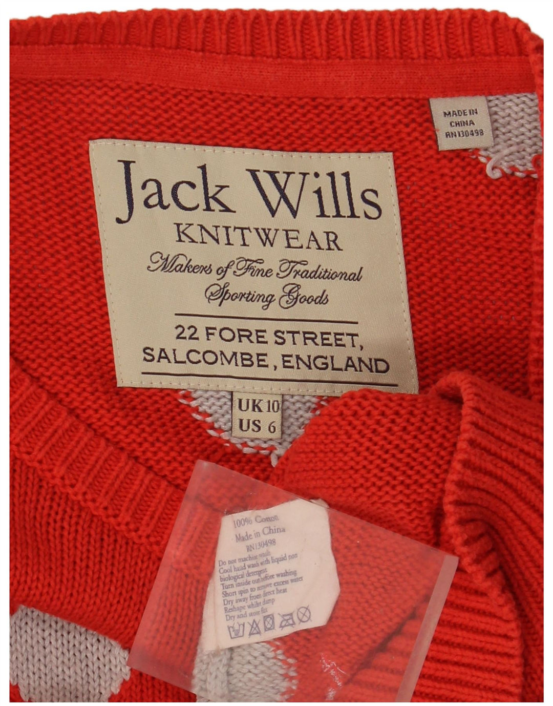 JACK WILLS Maglione da donna con scollo a barca UK 10 Piccoli pois rossi