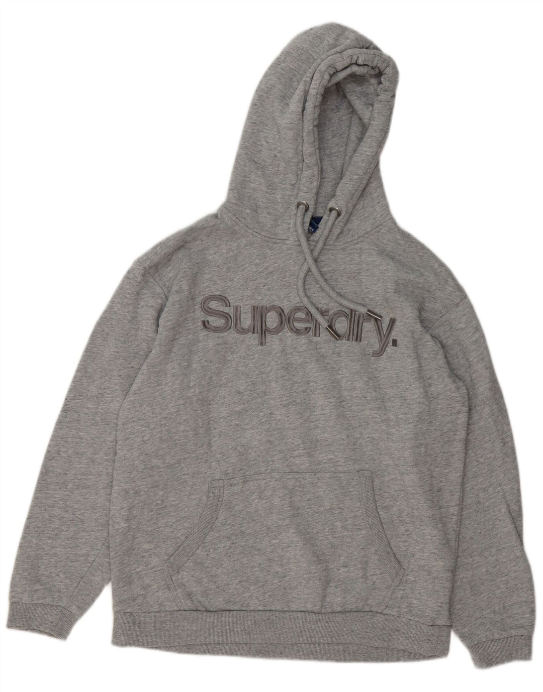 Maglione con cappuccio grafico da uomo Superdry in cotone chiazzato grigio medio