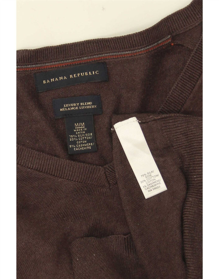 Maglione da uomo con scollo a V Banana Republic in seta marrone medio
