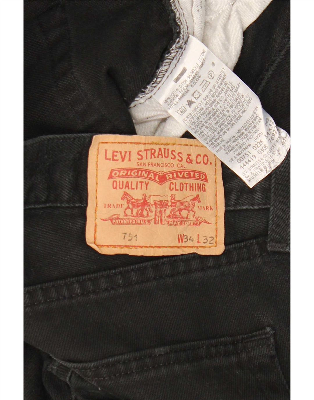 Levi's Uomo 751 Jeans dritti W34 L32 Cotone Nero