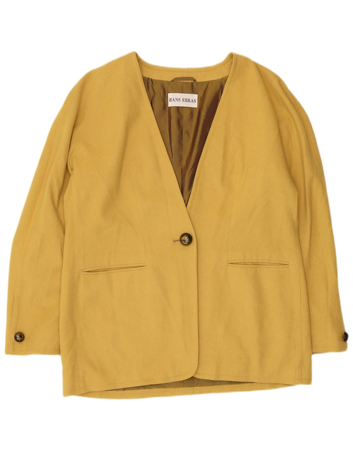 Giacca blazer vintage da donna a 1 bottone IT 44 lana d'agnello gialla media
