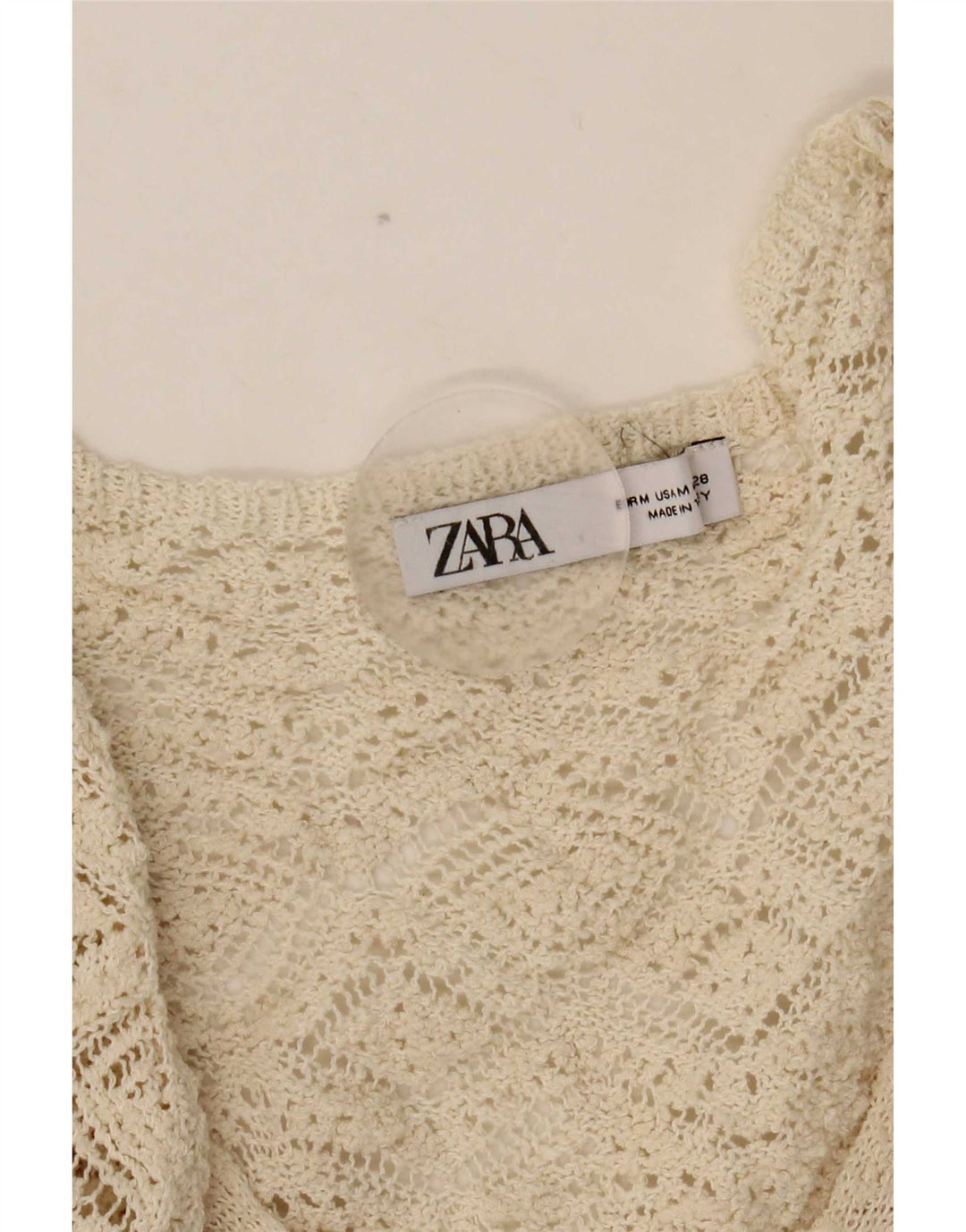Abito maglione Zara da donna con maniche a 3/4 UK 12 Poliestere bianco medio