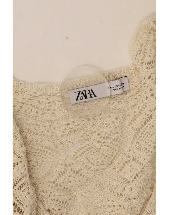 Abito maglione Zara da donna con maniche a 3/4 UK 12 Poliestere bianco medio