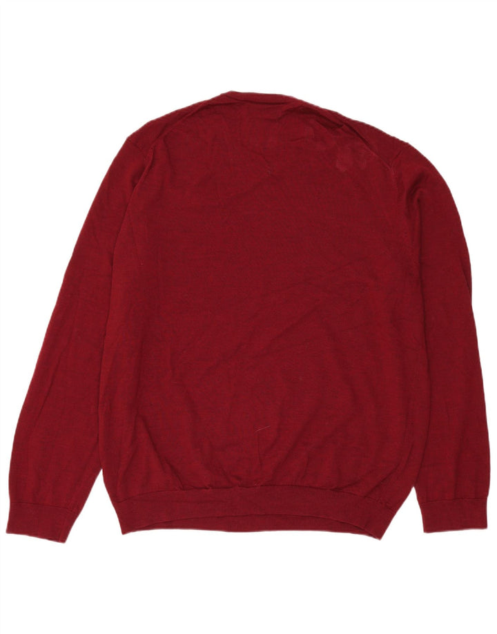 Maglione maglione girocollo da uomo Marks & Spencer XL rosso lana merino