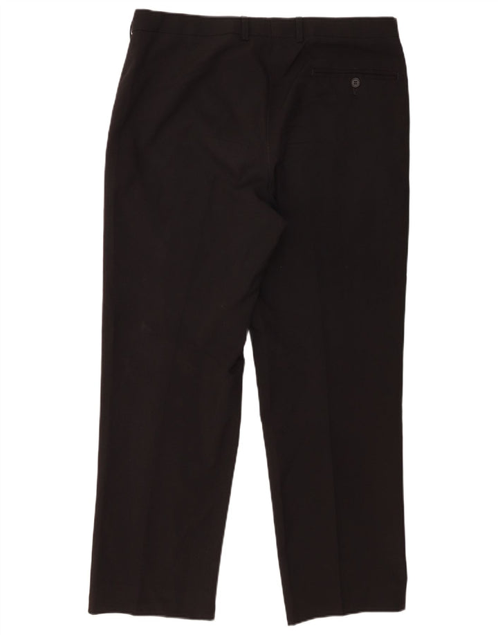 Pantaloni da abito vestibilità regolare da uomo Marks & Spencer W34 L27 poliestere nero