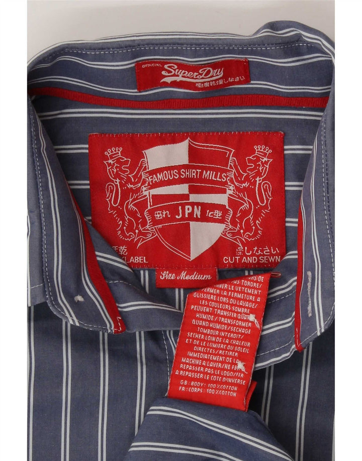 Camicia da uomo Superdry in cotone a righe blu medio