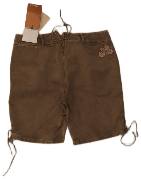 Kruger Womens Casual Shorts UK 10 Small W30  Khaki Floral Cotton