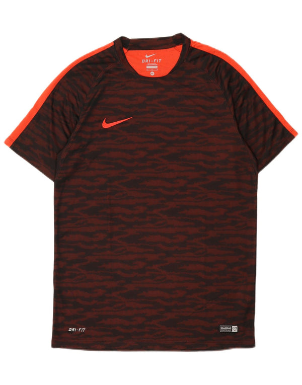 T-shirt Nike da uomo Dri Fit, top in poliestere con stampa animalier bordeaux medio