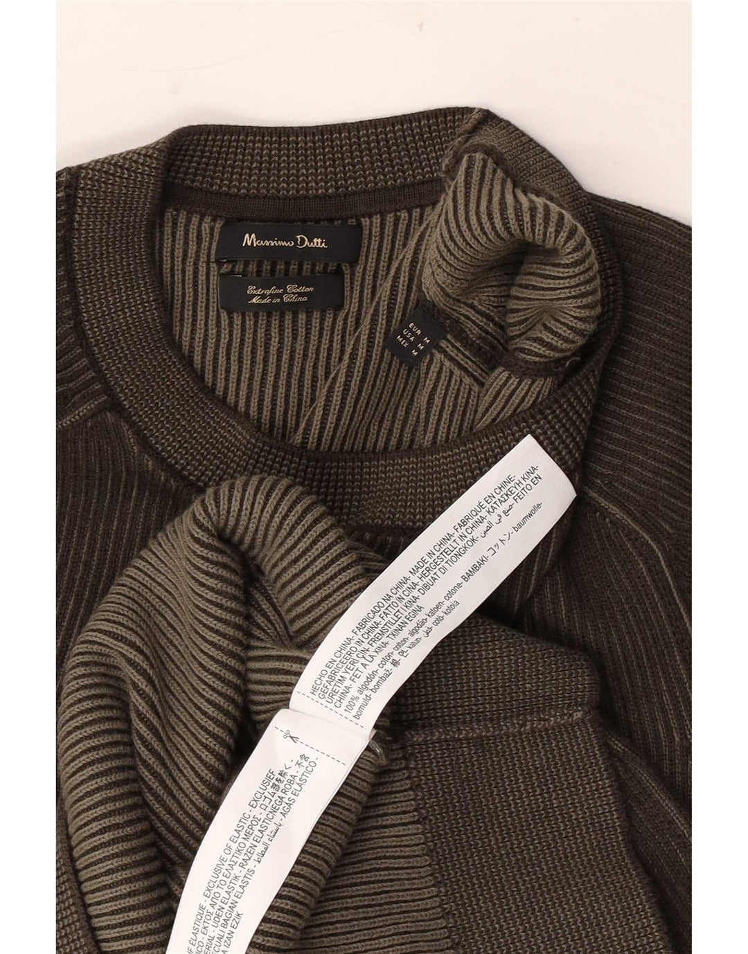 Maglione maglione girocollo da uomo Massimo Dutti in cotone marrone medio