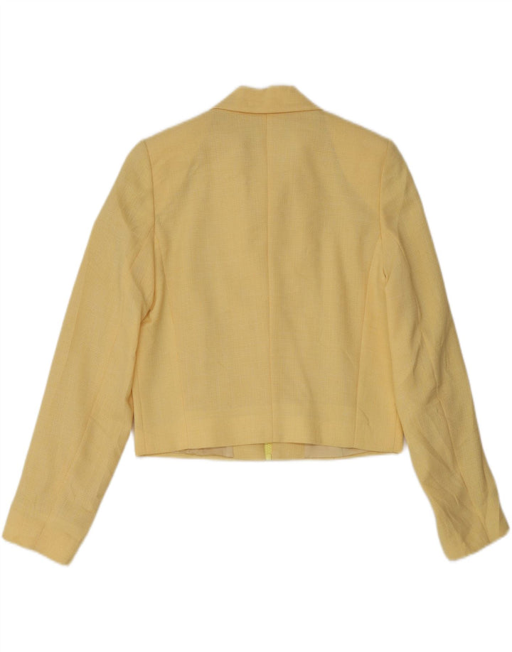 VINTAGE Womens Crop Blazer Jacket IT 42 Medium Yellow Wool Vintage Vintage and Second-Hand Vintage from Messina Hembry 