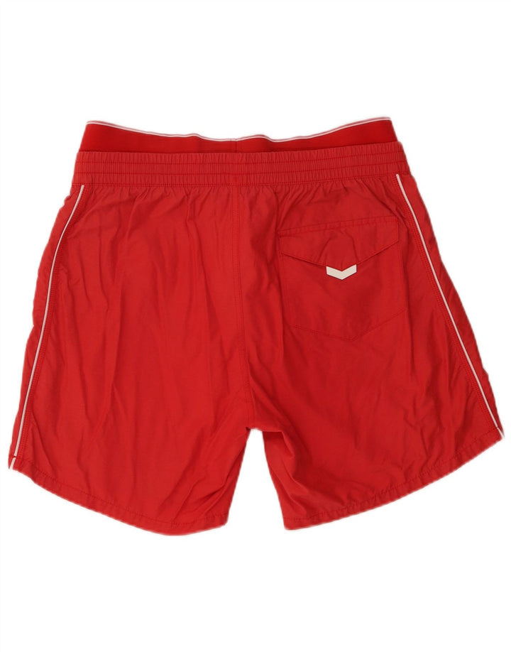 Pantaloncini da bagno con grafica da uomo Diesel in cotone rosso medio
