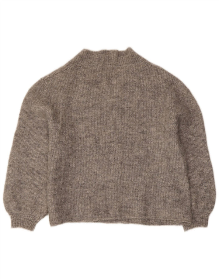 Maglione ZARA da donna corto con scollo a V UK 14 grigio medio screziato