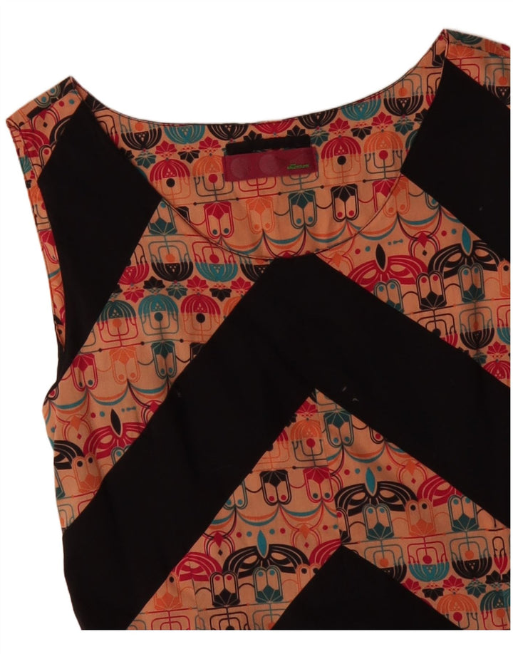 SKUNKFUNK Abito a trapezio senza maniche da donna UK 12 Cotone Chevron arancione medio