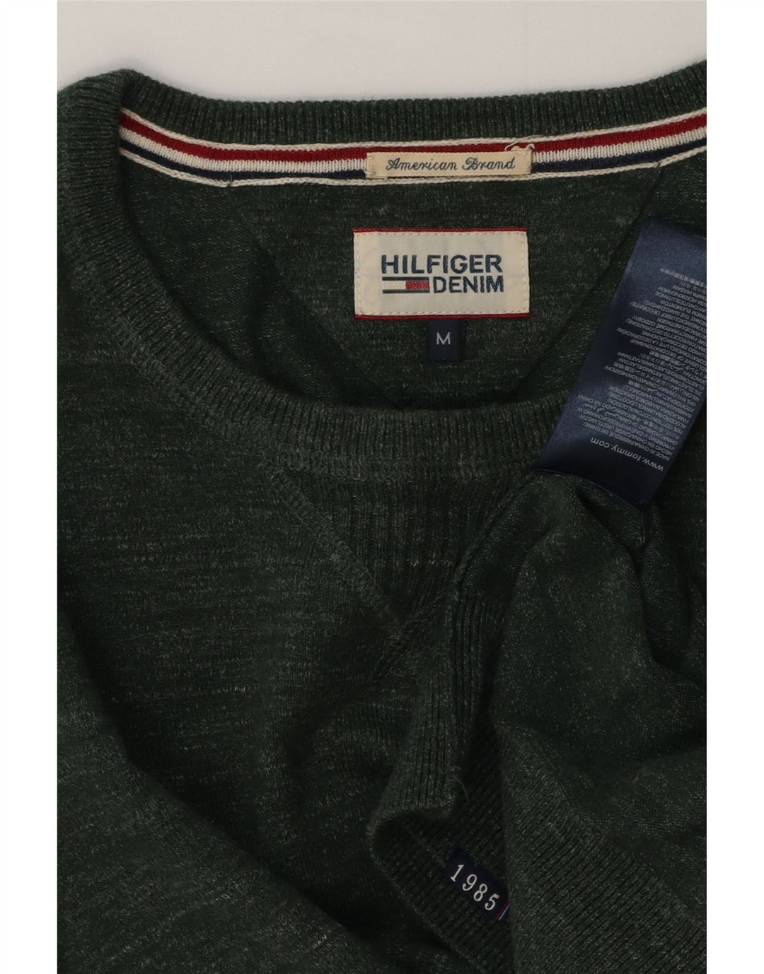 Maglione maglione girocollo da uomo Tommy Hilfiger in cotone screziato verde medio