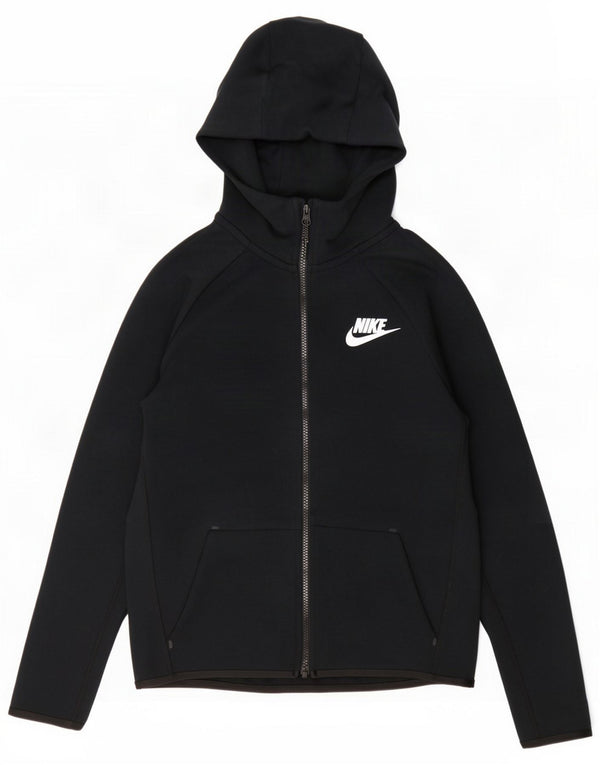 Nike Girls Zip Hoodie Sweater 12-13 Years Large Black Cotton