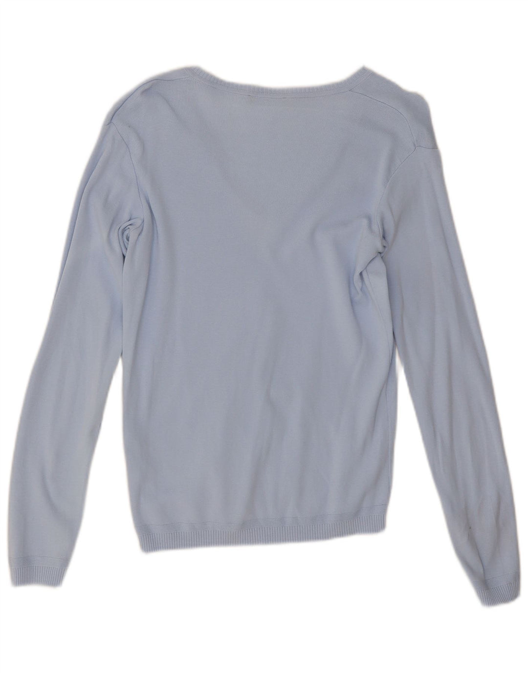 Maglione da donna con scollo a V Benetton UK 12 Cotone blu medio