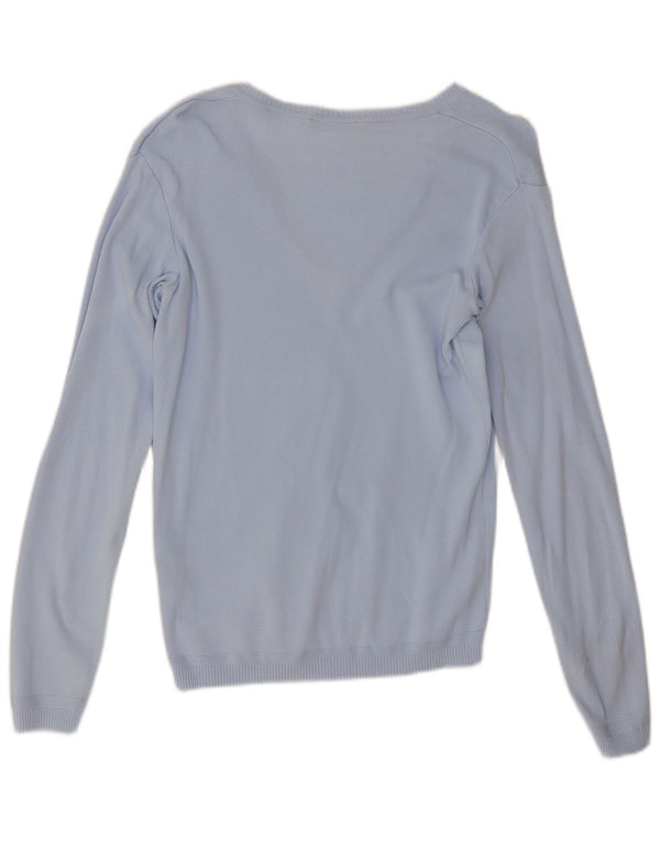 Maglione da donna con scollo a V Benetton UK 12 Cotone blu medio