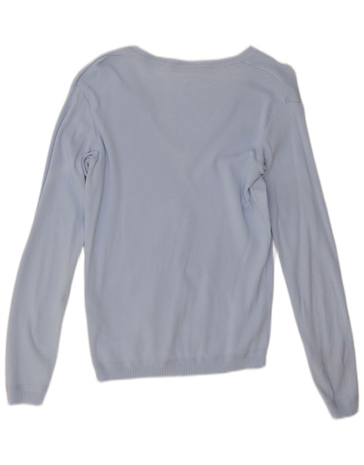 Maglione da donna con scollo a V Benetton UK 12 Cotone blu medio