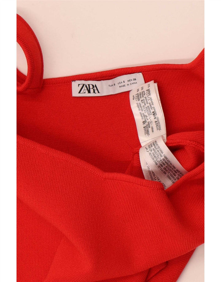 Canotta corta da donna Zara UK 8 piccola rossa in poliestere
