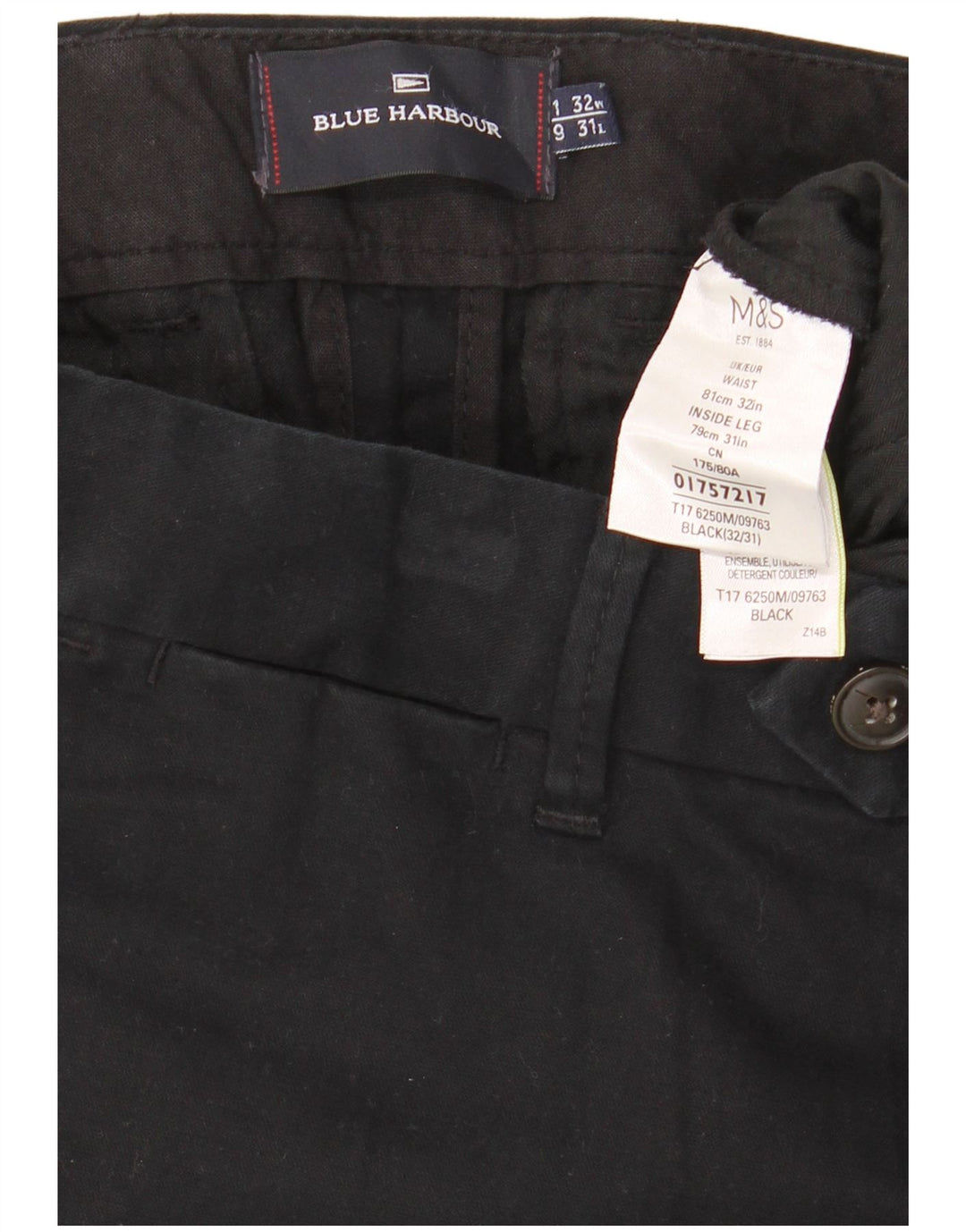 MARKS & SPENCER Pantaloni da abito dritti Harbour blu da uomo W32 L31 Blu navy