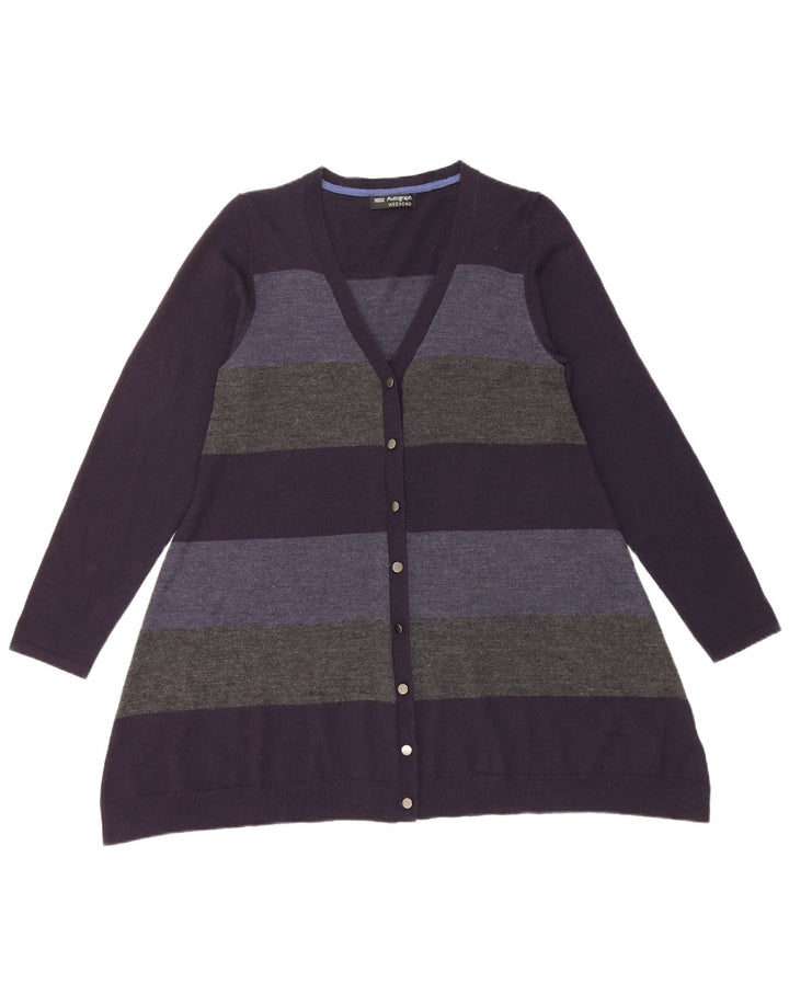 Maglione cardigan da donna Marks & Spencer UK 14 medio blu navy a righe