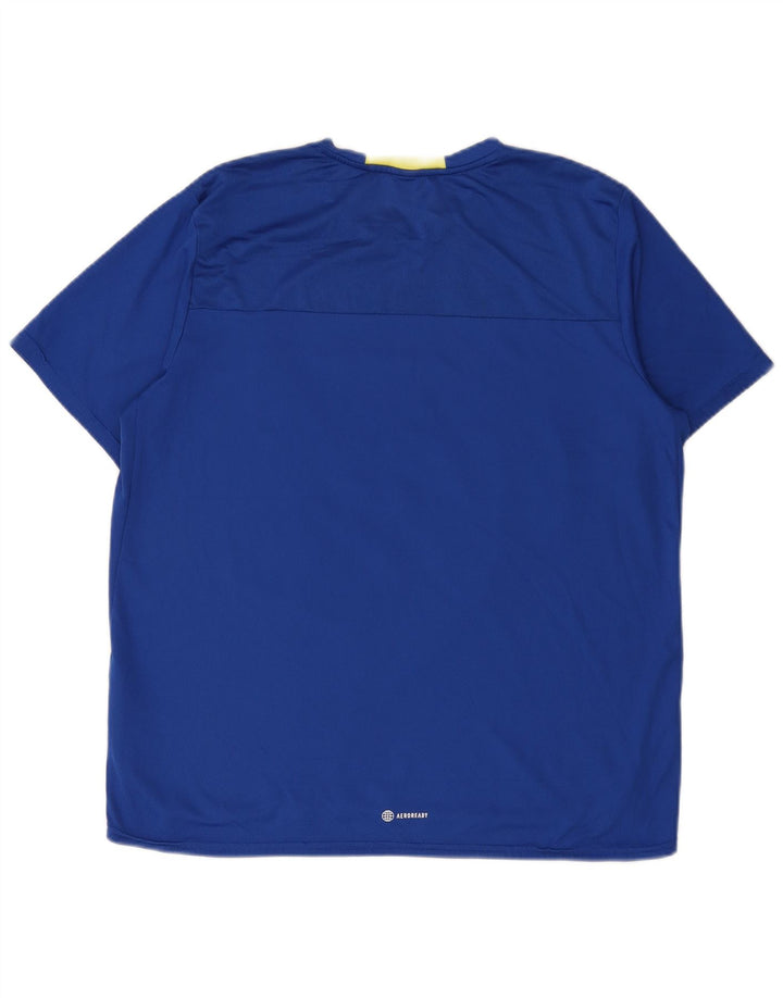 T-shirt grafica Adidas Aeroready da uomo, grande, in poliestere blu