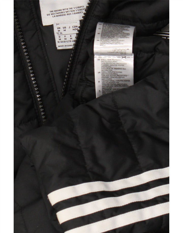 Giacca imbottita con cappuccio da donna Adidas UK 12/14 Medium Nero Poliestere