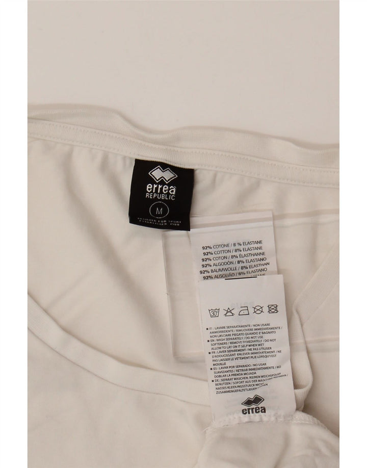ERREA Womens Crop Graphic T-Shirt Top UK 12 Medium White Cotton