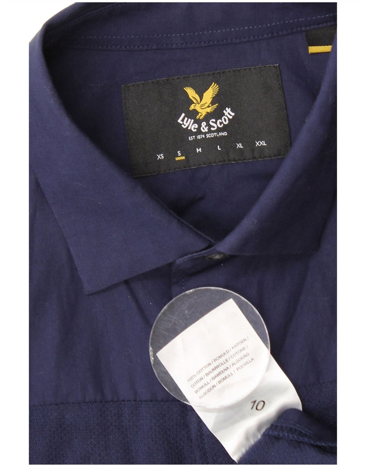 Camicia a maniche corte da uomo Lyle & Scott piccola in cotone blu navy
