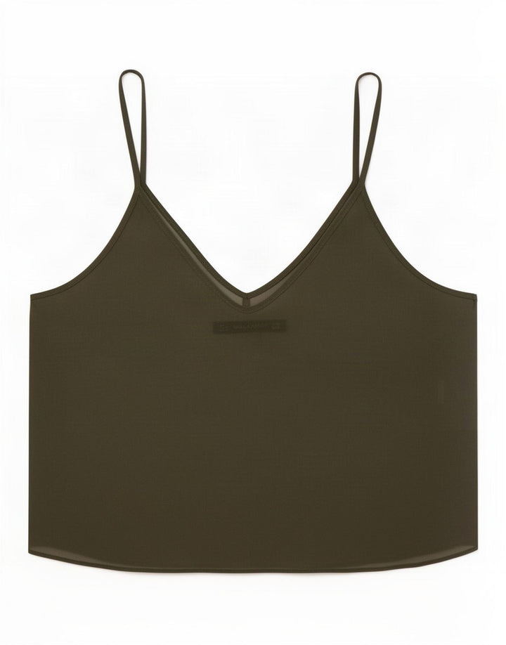 Top corto trasparente da donna Zara UK 12 medio cachi