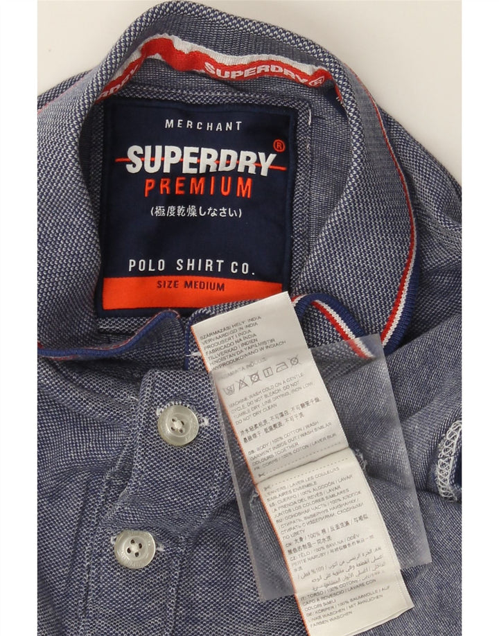 Polo da uomo Superdry in cotone screziato blu medio