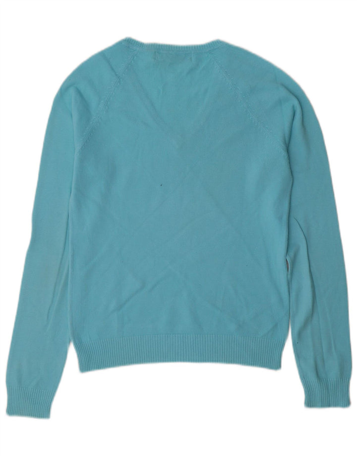 Maglione da donna con scollo a V Zara UK 12 Cotone blu medio