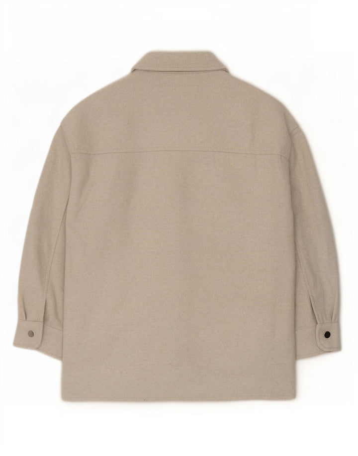 Camicia overshirt in flanella da donna Zara UK 8 XS Poliestere beige