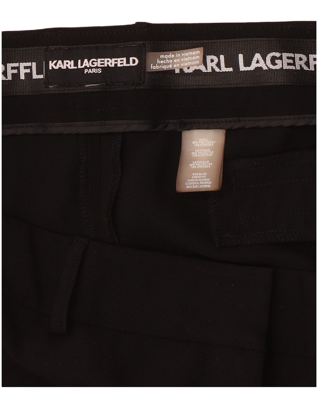 Pantaloni casual dritti da donna KARL LAGERFELD W36 L28 poliestere nero