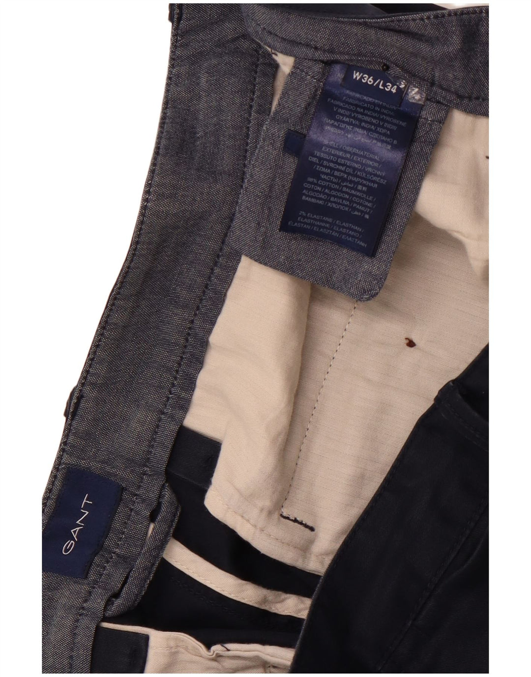 Pantaloni chino dritti da uomo GANT W36 L34 cotone blu navy