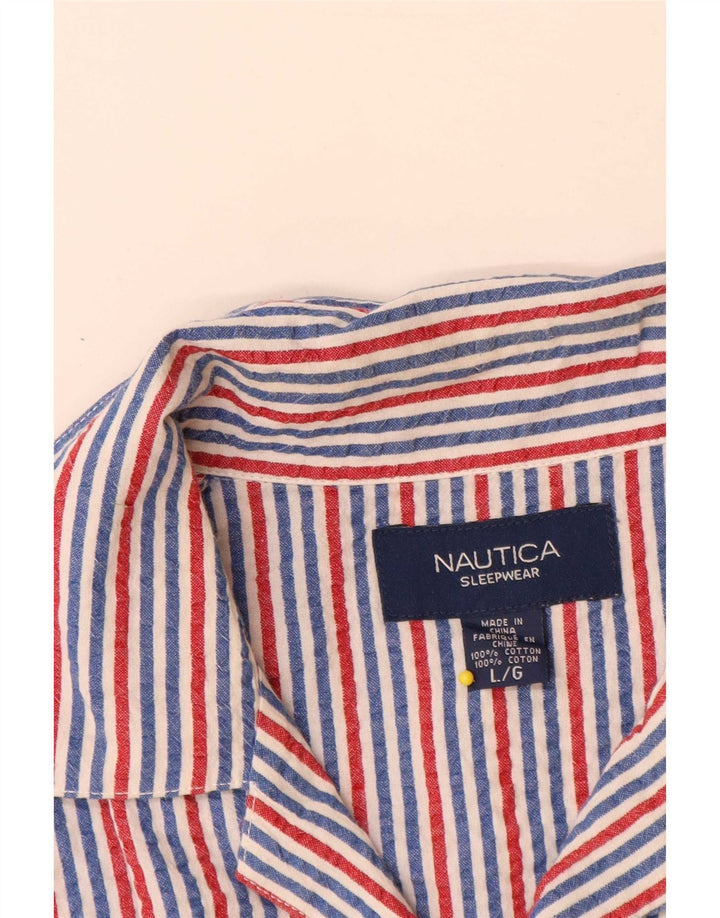 Camicia da uomo a maniche corte Nautica grande in cotone a righe multicolori