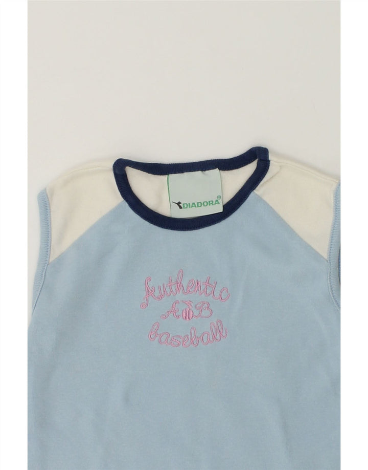 DIADORA Baby Girls Vest Top 12-18 Months Blue Colourblock Cotton | Vintage Diadora | Thrift | Second-Hand Diadora | Used Clothing | Messina Hembry 
