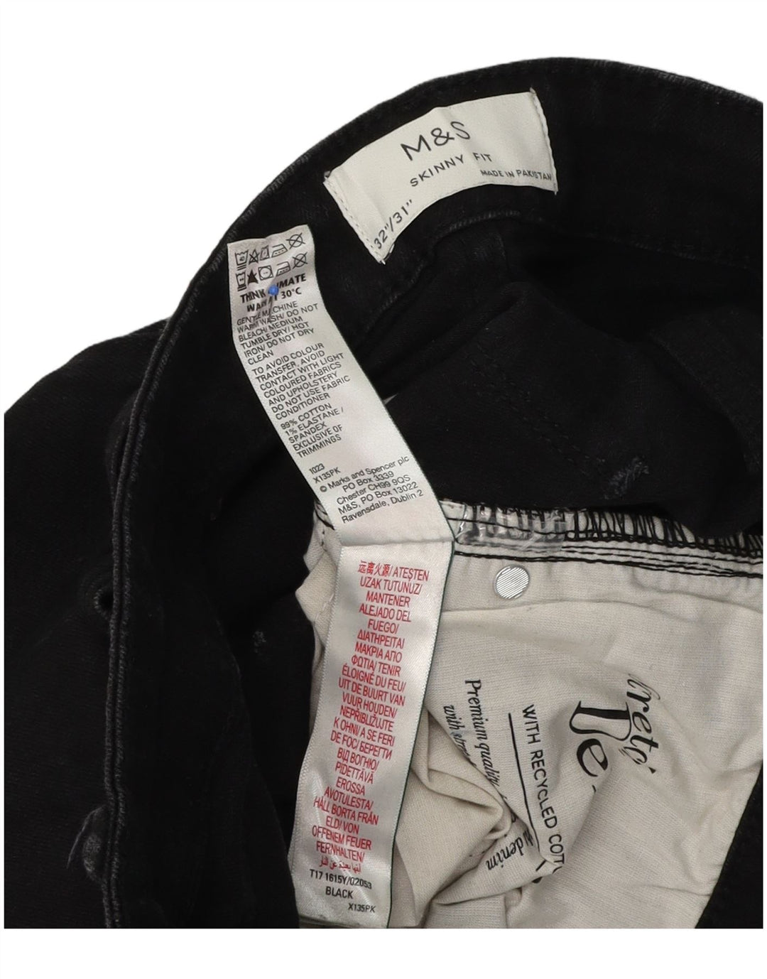 Jeans skinny da uomo Marks & Spencer W32 L31 cotone nero