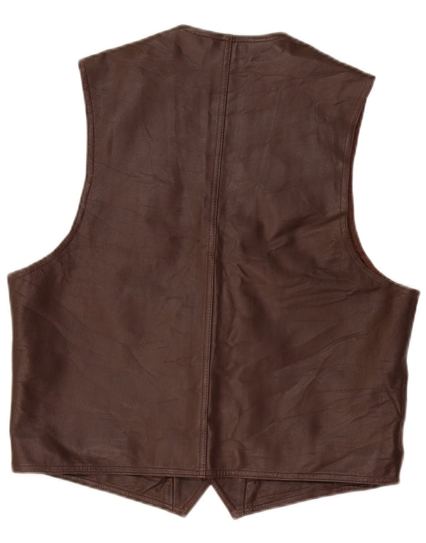 Gilet in pelle da uomo Stefanel in pelle marrone medio