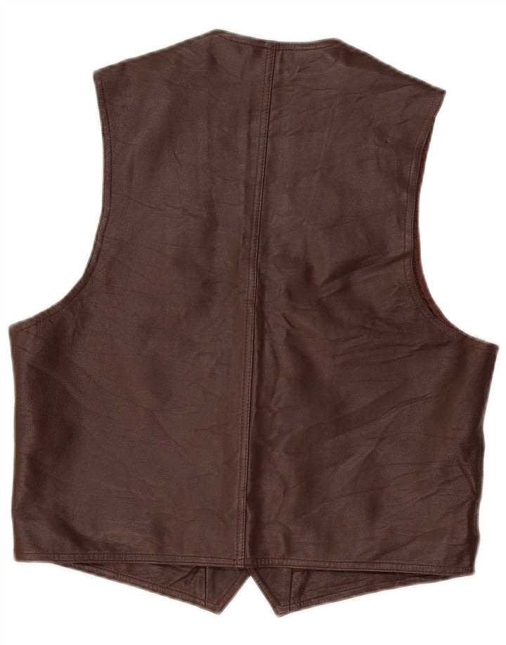 Gilet in pelle da uomo Stefanel in pelle marrone medio