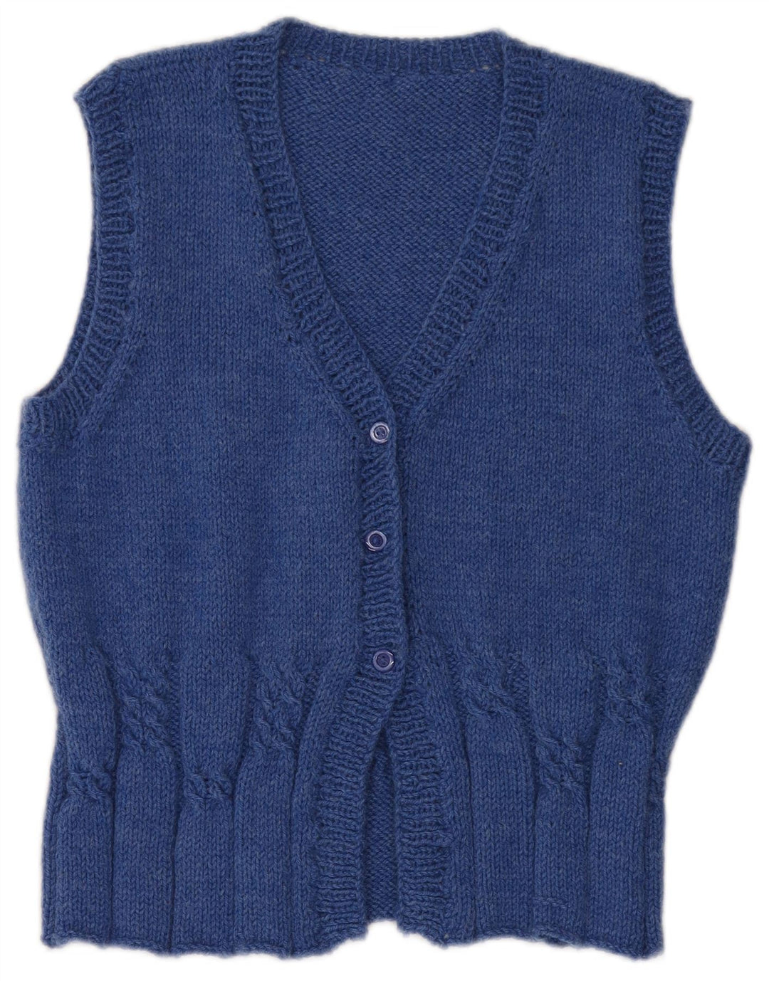 Maglione cardigan senza maniche vintage da donna UK 14 Blu medio