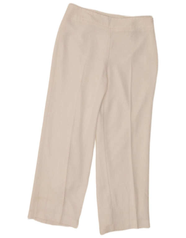 Pantaloni casual a vita alta da donna Marks & Spencer UK 14 Large W32 L30 Bianco