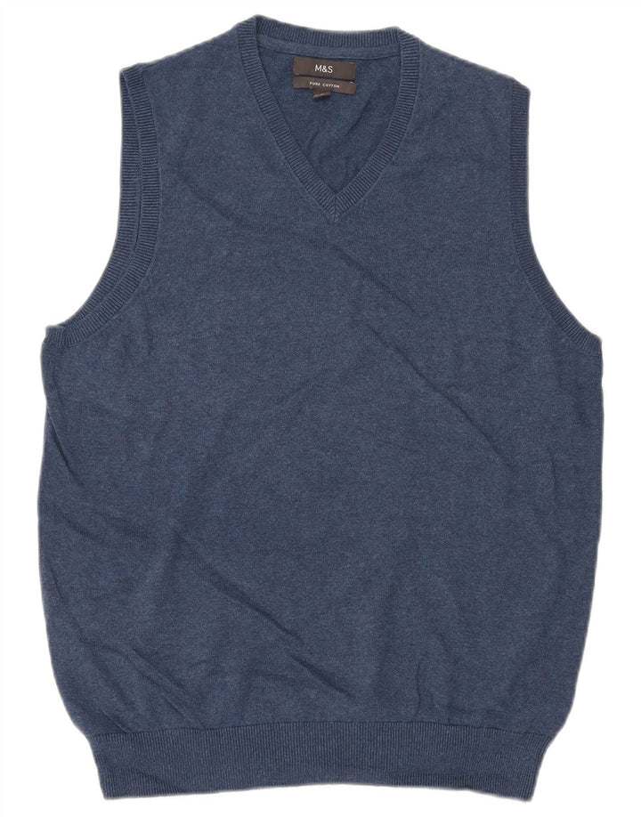 MARKS & SPENCER Canotta da uomo Canotta media in cotone blu navy