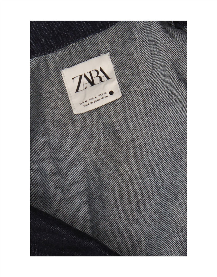 Tutina corta in denim da donna Zara UK 12 blu navy medio